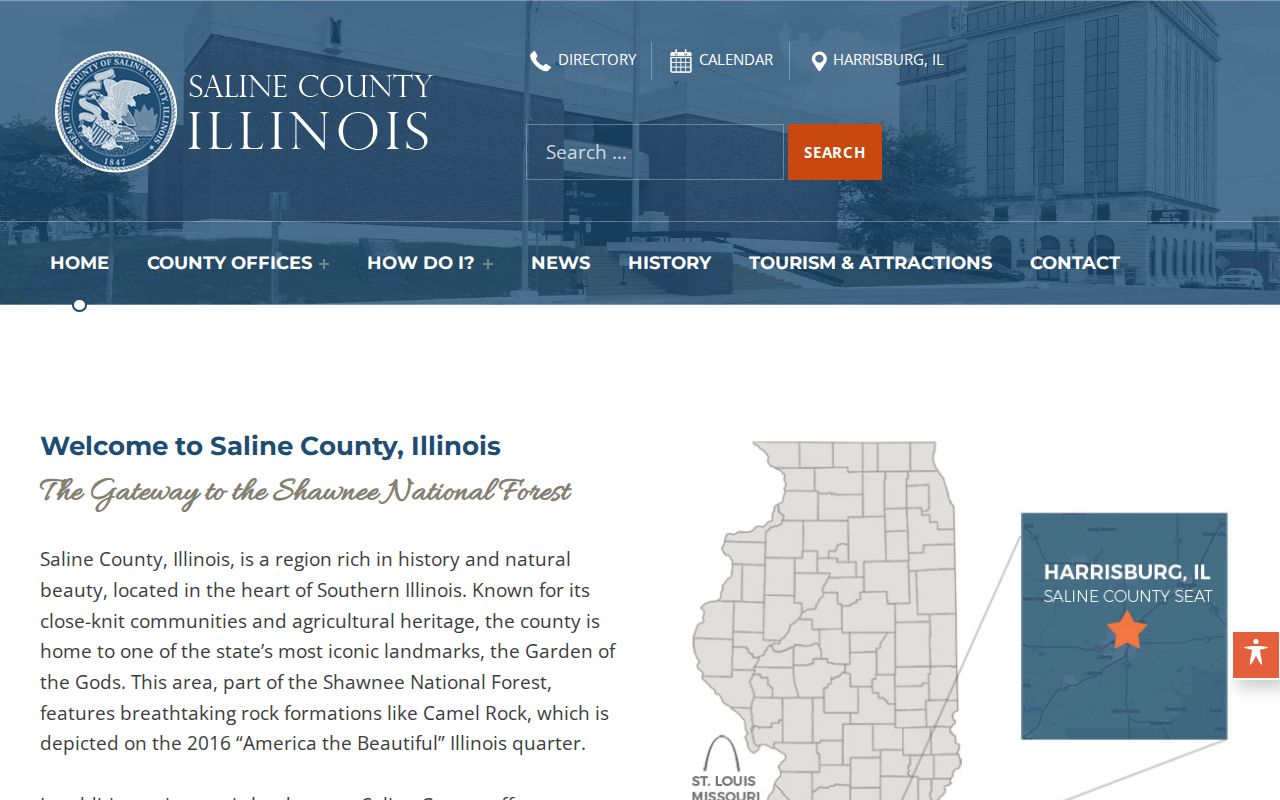 Saline County Illinois official county records and sheriff navigation page