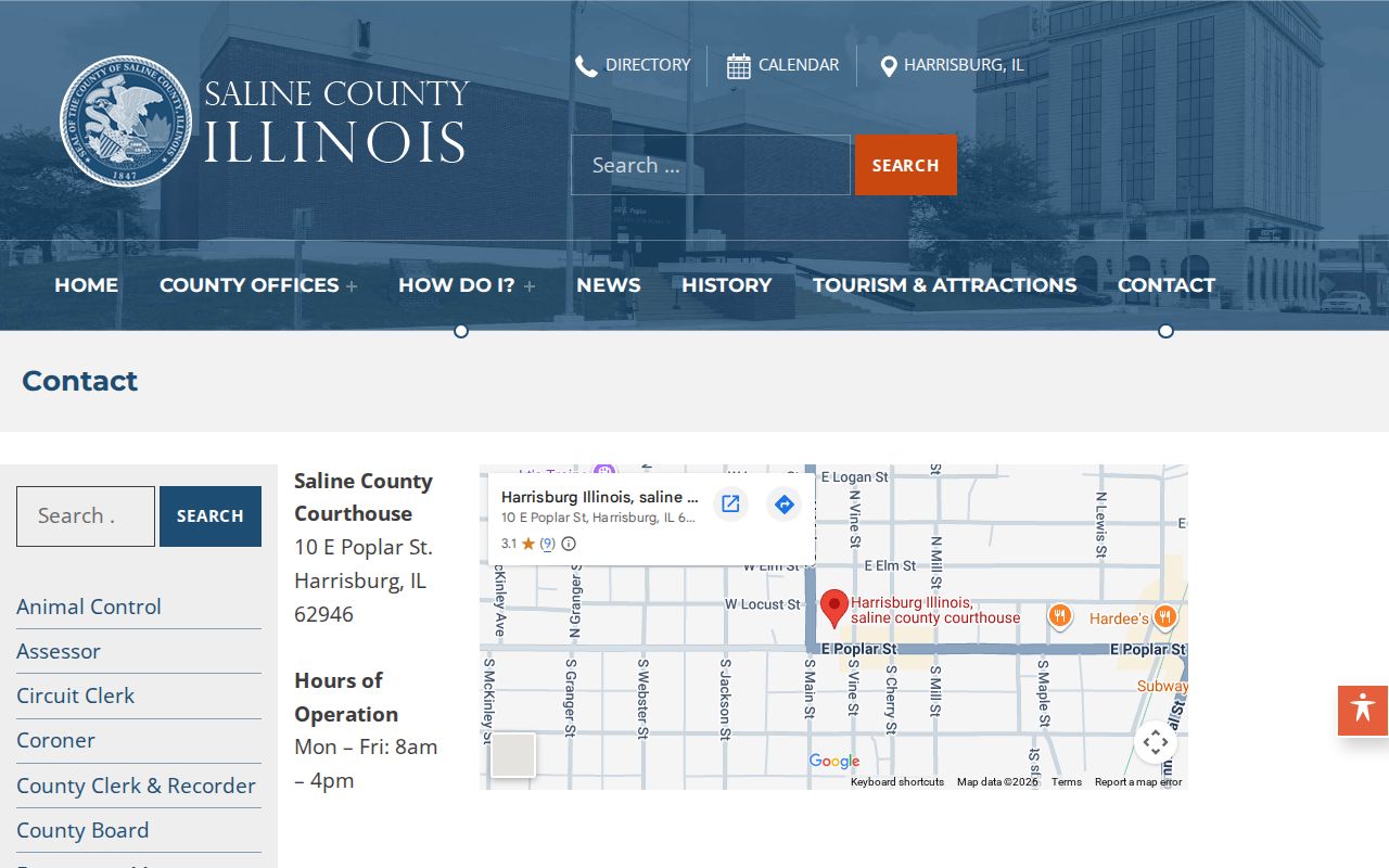 Saline County Illinois official contact directory used as a warrant-check fallback
