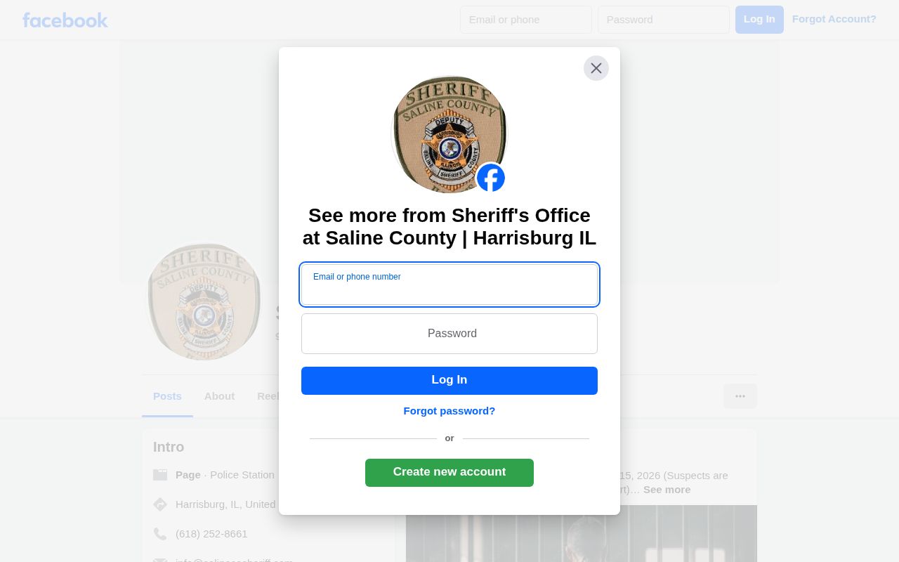 Official Saline County Illinois sheriff social landing page used as a wanted-list fallback