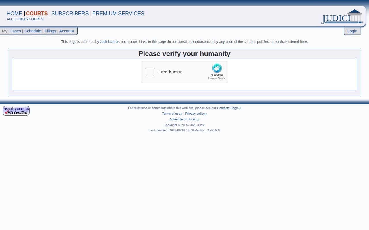 Judici Saline County Illinois case search interface used for warrant context